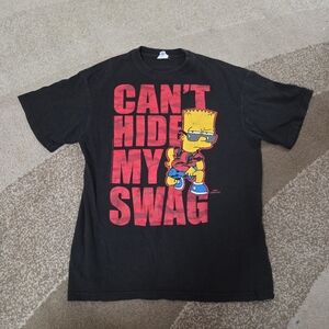 Black Graphic T-Shirt with Red Text